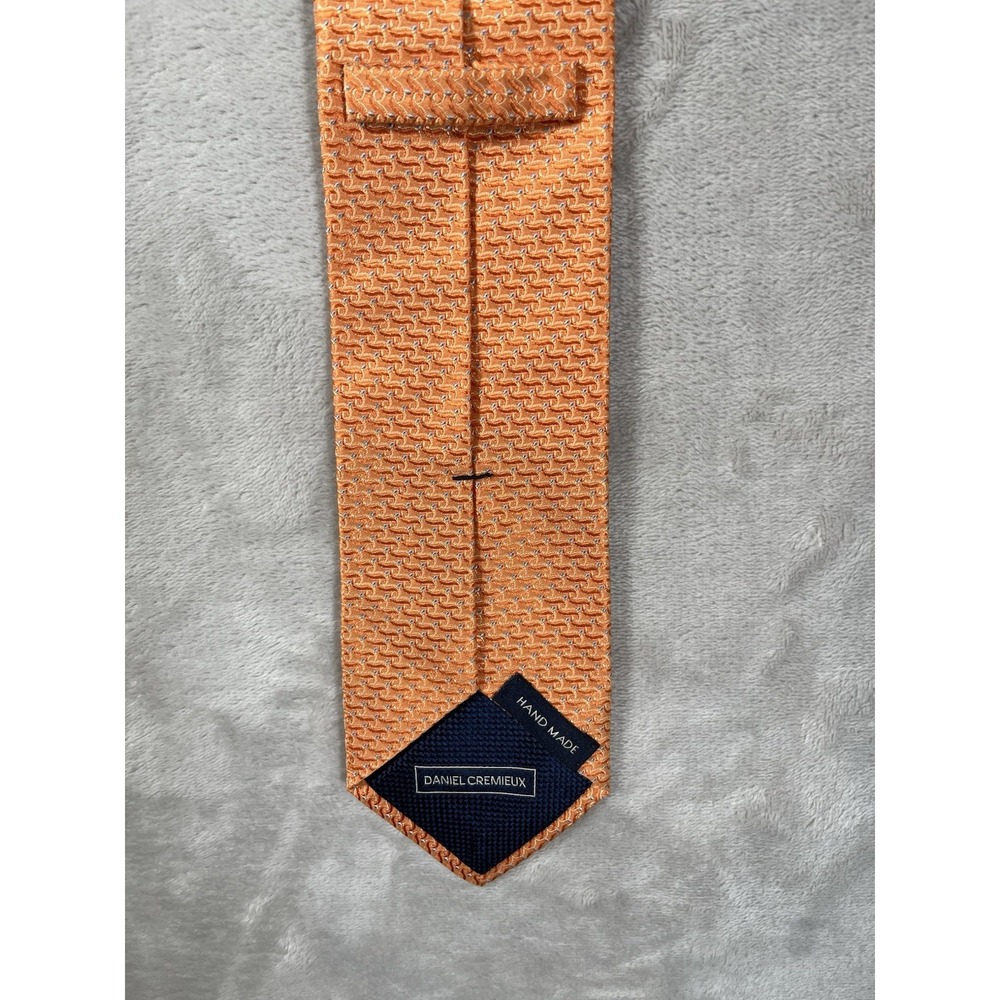 Daniel Cremieux Orange Geometric 100% Silk Neck Tie Hand Made USA